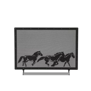 Fireplace Shield Rectangular Horse Patterned 02106